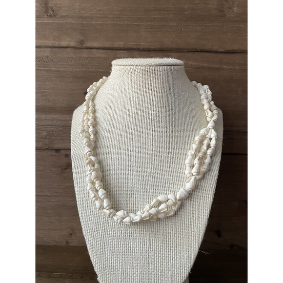 Vintage Shell Lei - Necklace - Multi-strand Of Shells - 34” - Pure White - Picture 1 of 8